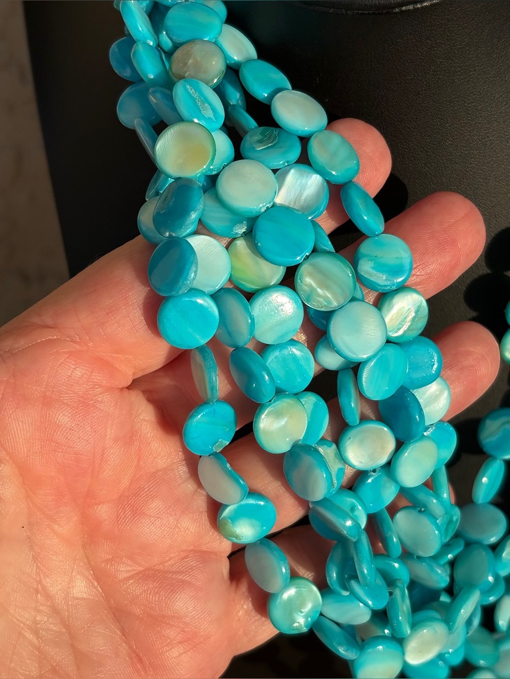 Turquoise Shell Multi-Strand Bead Necklace